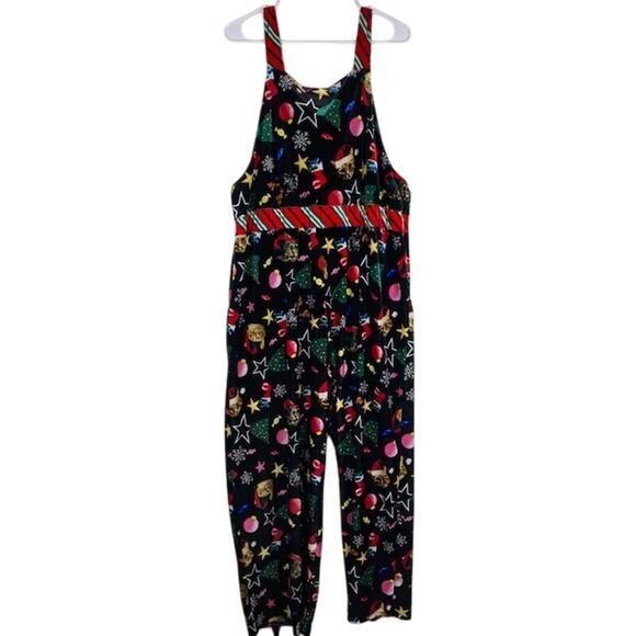 No Boundries, Ugly One Piece Santa Cat Bib Christmas Overalls - Picture 4 of 7